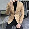 Men's Suits Leather Jacket Blazer Men Casual Slim Hombre Suit Terno Masculino Clothing 6 Color