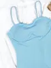Kvinnors badkläder sexig push up kvinnor en bit baddräkter 2023 ribbad ljusblå baddräkt högskuren bodysuit strand slitage simning