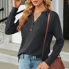 Women's Blouses Long Sleeve V Neck Button Knitted Women Blouse Autumn Loose Casual Daily Shirts Plus Size Pullover T Shirta Office Blusa