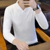 Men's Sweaters Knitted For Men Business V Neck Man Clothes White Solid Color Plain Pullovers Japanese Retro Winter 2023 Classic A Mode