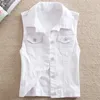 Women's Vests Spring/Summer Short Denim Tank Top Jacket White Women's Ultra Thin Sleeveless Jacket Black Pink Plus Size 6XL Casual Women's Tank Top 230408