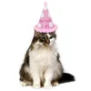 Dog Apparel Cute Pet Cat Headgear Birthday Hats Dot With Hairball Cap Party Cone Hat For Celebration Decorations Accessories