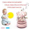 Decorative Figurines Objects & 2Color Wooden Merry-Go-Round Carousel Music Box For Kids Toys Wedding Birthdays Gift Wind-Up Horse Fairground