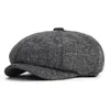 Berets Lã Tweed Herringbone Sboy Cap Gatsby Chapéu Octogonal Homens 8-Quarter Panel Cabbie Flat Caps Mulheres Driver Beret