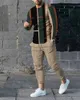 MEN MENTURITS TRACHSUITS MEN MENTRIST STRIPE 3D Printed Summer Jogger Sportswear Long Long Tirt Prouts 2 قطعة محددة شارع