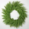 Decorative Flowers Christmas Wreath Real Artificial Green Garland Faux Greenery Realistic Holiday Door Light With Picture