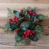 Dekorativa blommor Ljusstake falska blad kransljushållare simulerad växt prydnad bordsdekor jul konstgjord körsbär pinecone