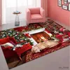 Alfombras Decoraciones navideñas Alfombra Elk Santa Área grande Alfombra Sofá Dormitorio Baño Entrada Felpudo Alfombra antideslizante Decoración de Navidad