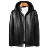 Men's Jackets s Clothing Men Hooded Ecological Cowhide Coat High-quality Microfiber Leather Jackets Ropazln231108