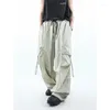 Pantalon pour hommes Kpop Beige Cargo Hommes Harajuku Y2K Vintage Streetwear Oversize Large Jambe Parachute Pantalon Mâle Mode Coréenne