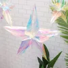 Decorative Flowers Christmas Iridescent Hanging Ornament Ceiling Star Decoration Xmas Foil Ornaments Sparkly For Holiday