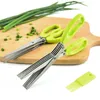 Nya rostfria knivar Multi-Layers Kitchen Onion Scissors Scallion Cutter Herb Laver Spices Cook Tool Accessories