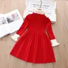 Girl's Dresses Girls Red sweater dress Autumn Winter Fashion children's dress 1-6 little girl Cotton line knitted Escape Princess dress 231108