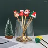 Dinnerware Sets 6Pcs/Set Christmas Golden Spoon Coffee Fork Elk Xmas Tree Tableware Steel Metal Cartoon Doll Home Decoration Year Decor Gift