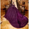 Robe Violet Sweetheart Ball Quinceanera Robe pour Filles Appliques De Perles Robes De Fête D'anniversaire Robes De Bal avec Manches Doux 16 s es