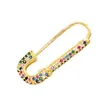 Stud Rainbow Pink White CZ Safety Pin Jewelry Design för Women Lady Gift Gold Fylld Färgglad multi Piercingörhängen