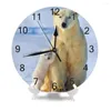 Wall Clocks Bear Animal Round Wall-Clock Decorative Numeral Digital Dial Mute Silent Non-Ticking Battery Operated Home Kitchen