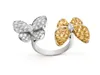 Klassisk Clover Ring Diamond Butterfly Rings Designer av Woman Man Love Gold Silvery Chrome Heart Valentines Mothers Gift