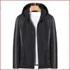 Men's Jackets s Clothing Men Hooded Ecological Cowhide Coat High-quality Microfiber Leather Jackets Ropazln231108