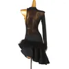 Stage Wear Black Blue Juvenille Adult Fringe Tassel Fur Latin Dress Salsa Competition Lq333