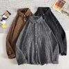 Vestes pour hommes ample grande chemise en Tweed printemps tendance à manches longues décontracté Harajuku Style Antique haut Hiphop la liste