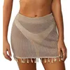 SAIRS MODA DE MODA DE VERÃO SUMBRO PARA MULHERES PRAIA PRAIA CAIL SARONG BIKINI SKIRT BAST COM TASSELS SOLID COR SIDADOR