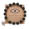 Charm Armbänder Glück Türkisch Blau Evil Eye Karte 8mm Lava Kallaite Perlen Handgemachte Elastizität Armband Für Männer Frauen Yoga Rei Dhgarden Dh2C5