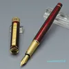 Luxury Brand Wine red and Black Classic Fountain pen with Golden Relief Cap Writing office school supplies High quality ink pens