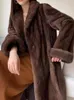 Kvinnors päls faux päls lgrq mode elegant temperament imitation mink hår lång kappa kvinnor termiska trendiga vinter sammet faux pälsjacka 19f3755 231109