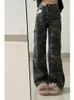 Женские джинсы, мешковатые камуфляжные зеленые брюки-карго, женские хиппи Y2K, уличная одежда в стиле ретро с низкой посадкой, армейские широкие джинсовые брюки в стиле Харадзюку