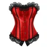 Débardeurs pour femmes Sapubonva Blanc Corset Bustier Top avec garniture à lacets Satin Overbust Plus Taille Costumes Dames Shaper Victorien Bleu Jaune Rouge