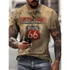 Hommes T-shirts D'été Hommes T-shirt De Mode 3D Imprimé Amérique Route 66 À Manches Courtes Casual Vintage Beau Conception Surdimensionnée Tops 230407