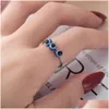 Bandringe Lucky Edelstahl Blue Evil Eye Fingerring für Frauen Geschenk Rotary Dekompression Anti-Angst Türkisch Open Dro Dhgarden Dht4G
