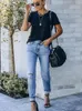 Jeans pour femmes 2023 College Student T Ripped Stretch Mid-Taille Ailored Pantalons sont super