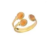Anéis de cluster Sol em forma de opala para mulheres abertas ajustável estética anel de aço inoxidável pedra colorida sorte jóias de casamento anillos mujer