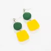 Dangle Earrings Contrast Color Fashion Lady Geometric Big Long Drop Round Wood Square Acrylic Women Jewelry