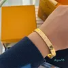 Women Jewelry Gold Bangle 4 leaf clover bracelet Fashion Simple Exquisite Print Design Designer Copper Material Brilliant