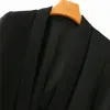 Trajes de mujer Blazers FTLZZ Mujer Casual Moda Ropa de oficina Básico Negro Blazer Abrigo Vintage Manga plisada Bolsillos Mujer Prendas de abrigo Chic