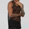 2023-Men's T Shirts Sexy Men Vest Sleeveless Mesh Sheer Tank Tops Fish Net Hollow Out See Through Gym Training Male Sporting Clothing