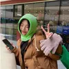 Baretten Retro frisse groene bivakmuts hoeden voor dames herfst en winter Koreaanse mode warme nekbescherming gepersonaliseerde gebreide mutsen