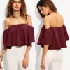 Damen Blusen Mode Casual Lose Solide Frauen Flare Ärmel Tanktops Schulterfrei Shirt Crop Top Cropped Sommer Pullover Kleidung