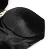 Survêtements pour femmes 2023 automne/hiver anneau en métal évider sexy femmes velours deux pièces ensembles avec des gants mode décontractée