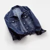 Koreaanse Elasticiteit Slanke Denim Jas Vrouwen Lange Mouw Korte Jas Lente Vintage Blauwe Vrouwelijke Jas Vrouw Kleding