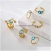 Bagues de bande Bagues de bande Newbuy Mode Émail Lucky Evil Eye Bijoux 2022 Tendance Or Couleur Cuivre Bague Ouverte Pour Femmes Fille Adjus Dhuvg