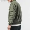 Giubbotti da uomo stile giapponese uomo multi-tasche bomber giacca militare mens cargo giacche colletto alla coreana 2020 primavera autunno uomo giacca Q231109