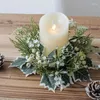 Decoratieve Bloemen Kandelaar Nep Bladeren Krans Kaarshouder Gesimuleerde Plant Versiering Tafel Decor Kerst Kunstmatige Cherry Pinecone