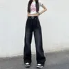 Jeans pour femmes taille haute punk noir jeans femmes sac pantalon droit jambe large rue vêtements Y2k mode coréenne lavage produit tendance pantalon 230408