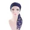 Abbigliamento etnico Fiore Stampa Cappello Turbante Copricapo Perdita di capelli Testa Sciarpa Avvolgere Copricapo pre-legato Strech Donna Musulmana Hijab Cancro Chemio