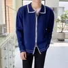 Men's Sweaters Man Clothes Green Zipper Business Knitted For Men Jacket Cardigan Zip-up Collared Coat Sheap S Jumpers 2023 Trend Mode