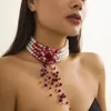 Choker IngeSight.Z Multilayer Imitation Pearl Necklace For Women Gothic Drop Oil Red Crystal Tassel Halloween Jewelry